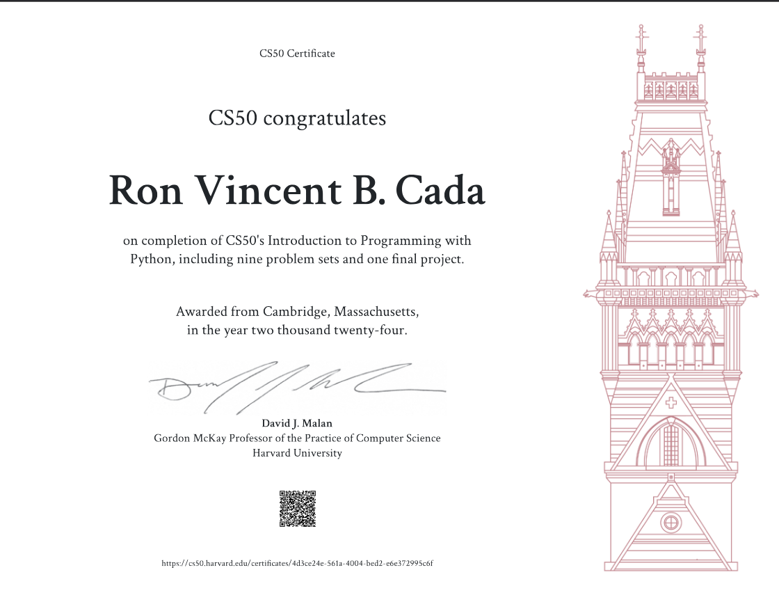 CS50 Python Certificate